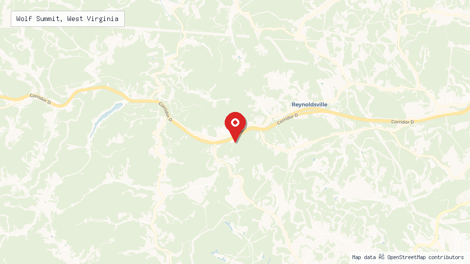 Street map of Wolf Summit, West Virginia with location pin