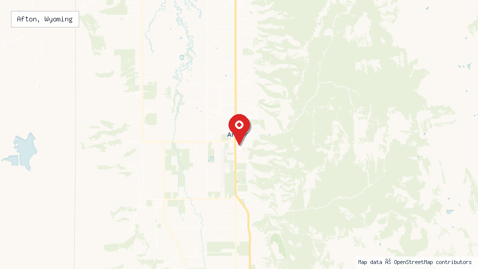 Street map of Afton, Wyoming with location pin