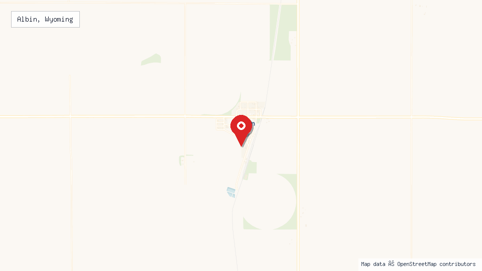 Street map of Albin, Wyoming with location pin