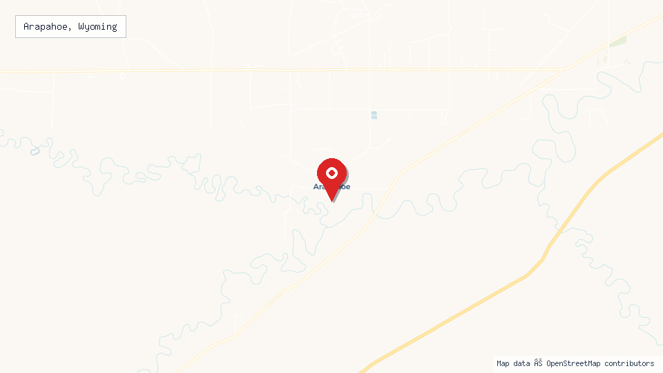 Street map of Arapahoe, Wyoming with location pin