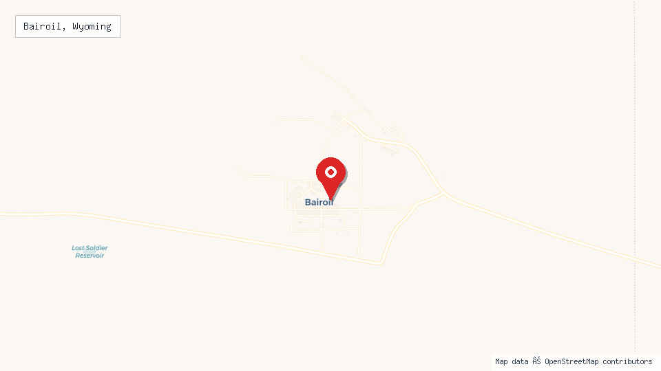 Street map of Bairoil, Wyoming with location pin