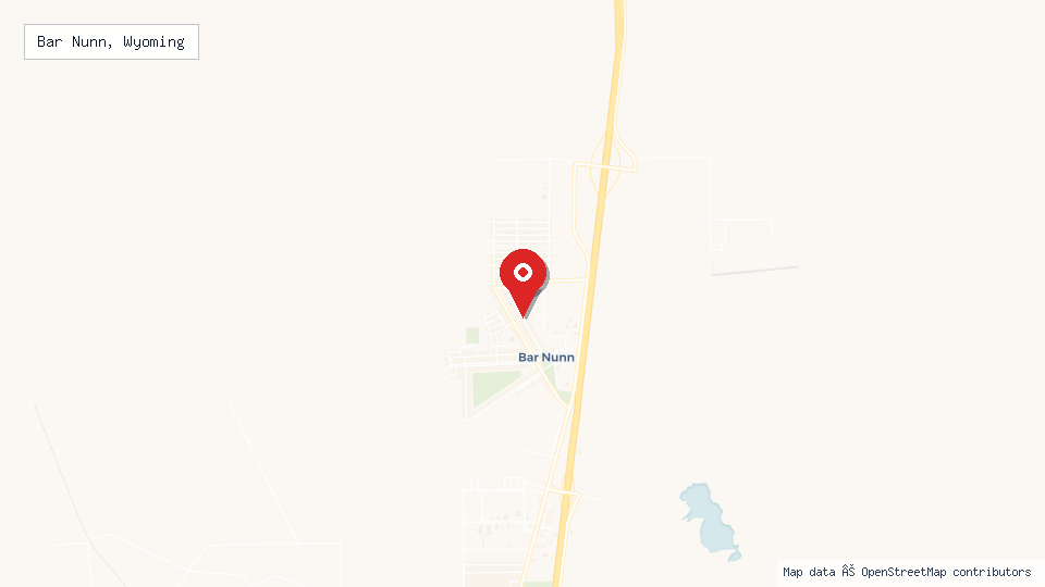 Street map of Bar Nunn, Wyoming with location pin