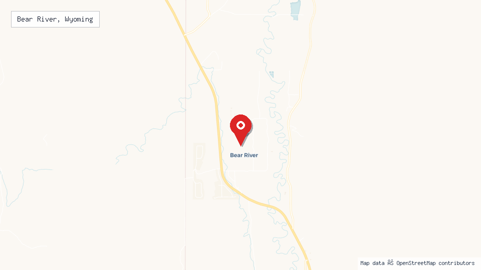 Street map of Bear River, Wyoming with location pin
