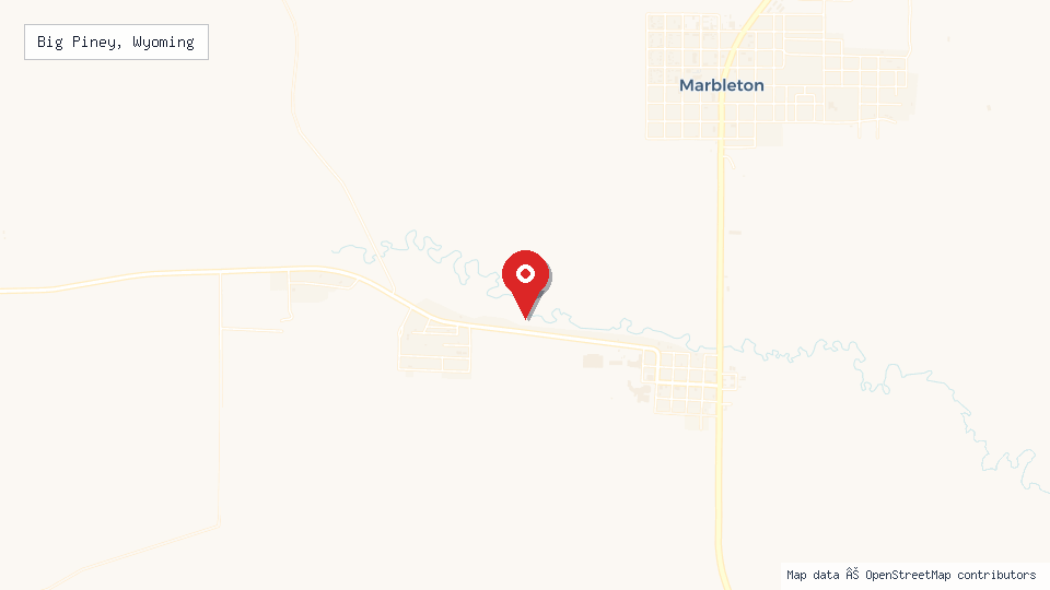 Street map of Big Piney, Wyoming with location pin