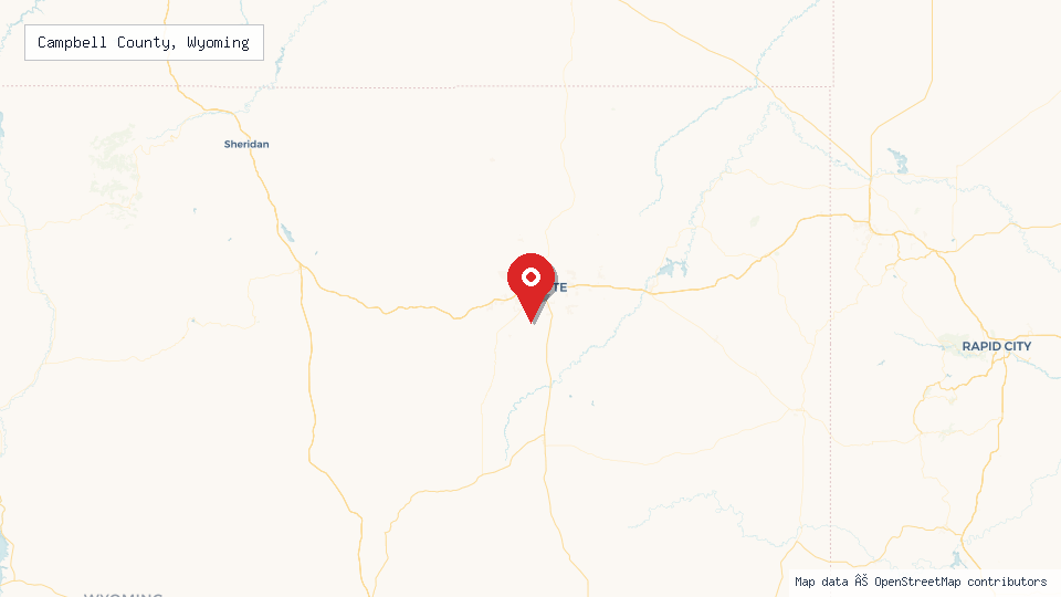 Street map of Campbell County, Wyoming with location pin