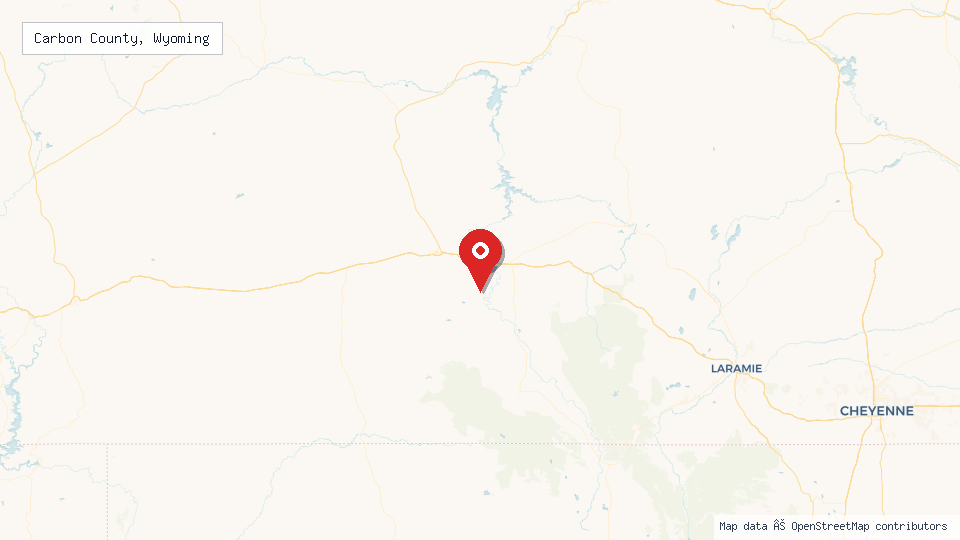 Street map of Carbon County, Wyoming with location pin