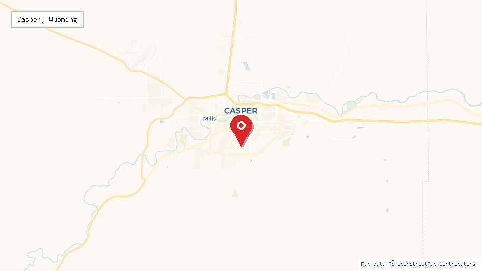 Street map of Casper, Wyoming with location pin