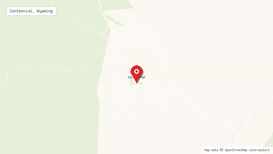 Street map of Centennial, Wyoming with location pin