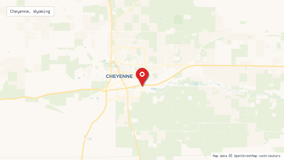Street map of Cheyenne, Wyoming with location pin