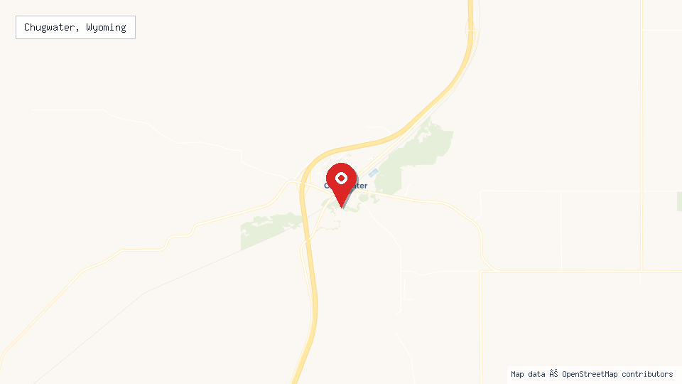 Street map of Chugwater, Wyoming with location pin