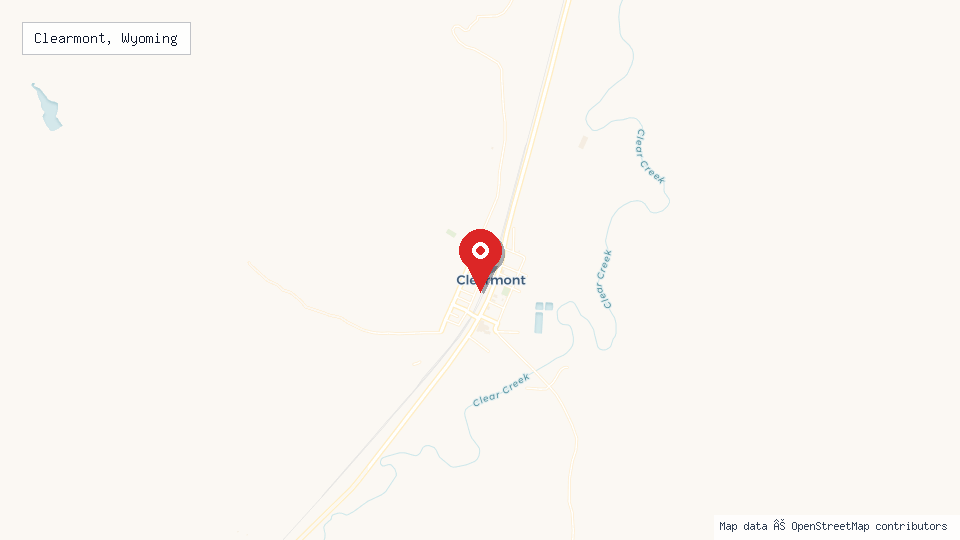 Street map of Clearmont, Wyoming with location pin