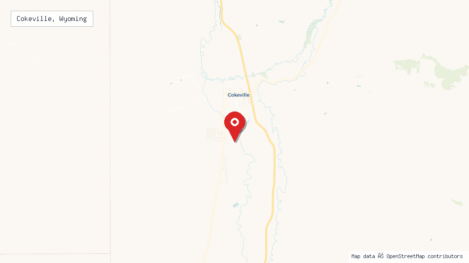 Street map of Cokeville, Wyoming with location pin
