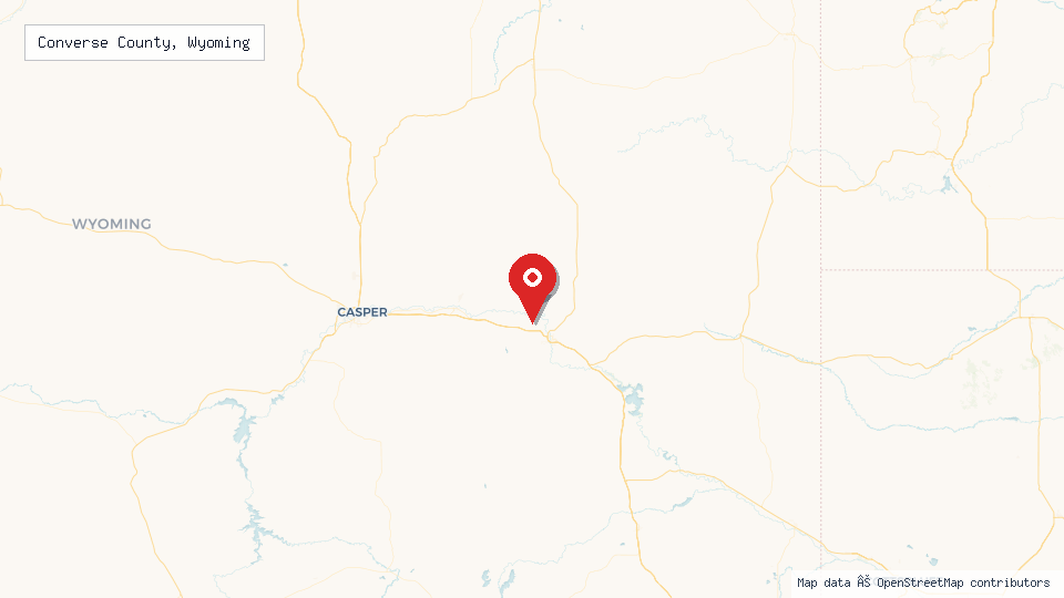 Street map of Converse County, Wyoming with location pin