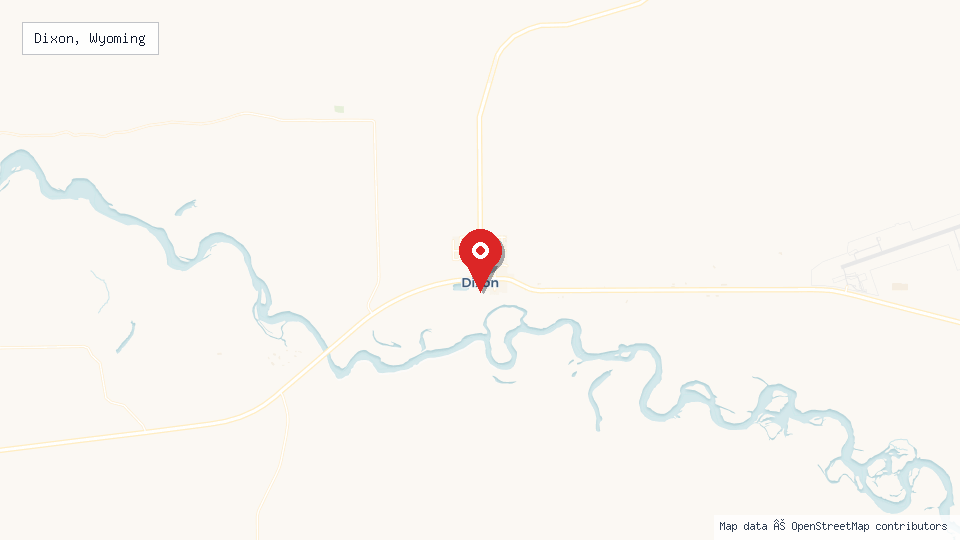 Street map of Dixon, Wyoming with location pin