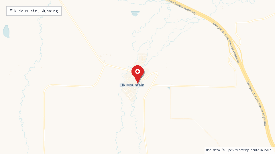 Street map of Elk Mountain, Wyoming with location pin