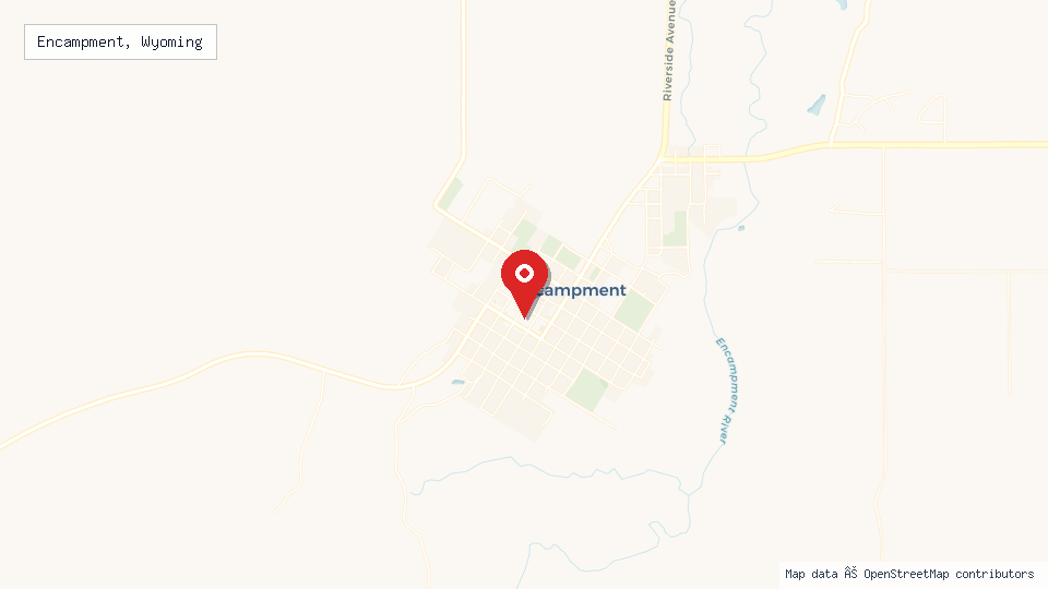 Street map of Encampment, Wyoming with location pin
