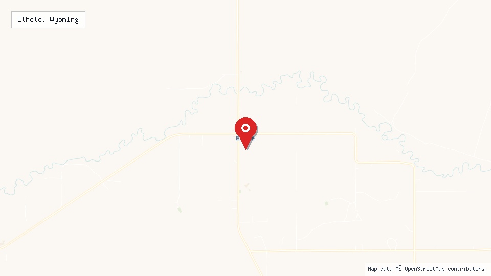 Street map of Ethete, Wyoming with location pin