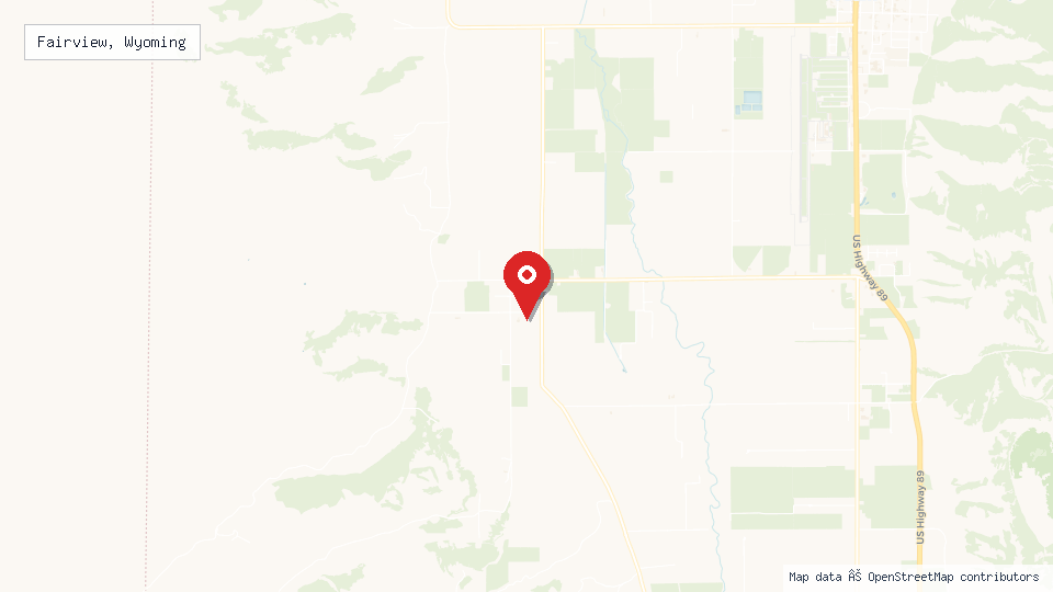 Street map of Fairview, Wyoming with location pin