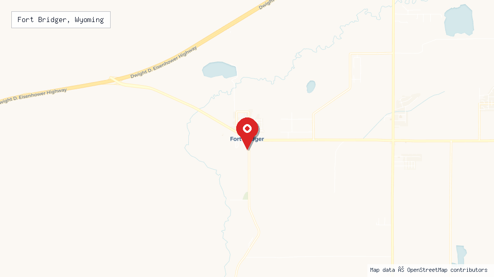 Street map of Fort Bridger, Wyoming with location pin