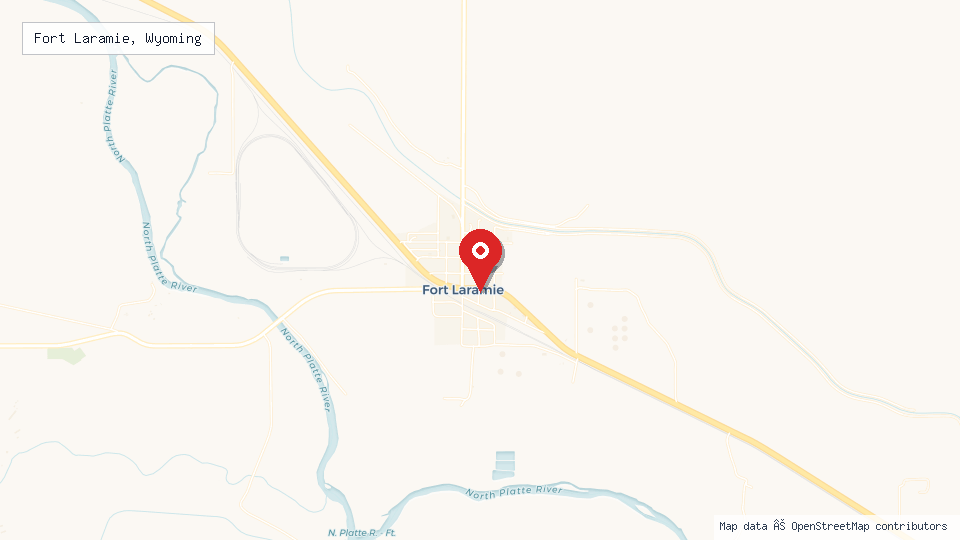 Street map of Fort Laramie, Wyoming with location pin