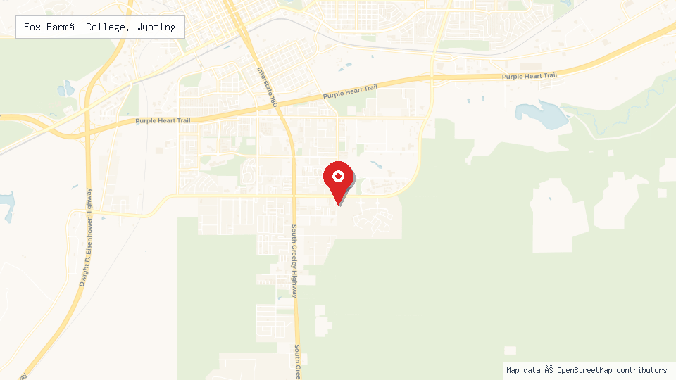 Street map of Fox Farm–College, Wyoming with location pin