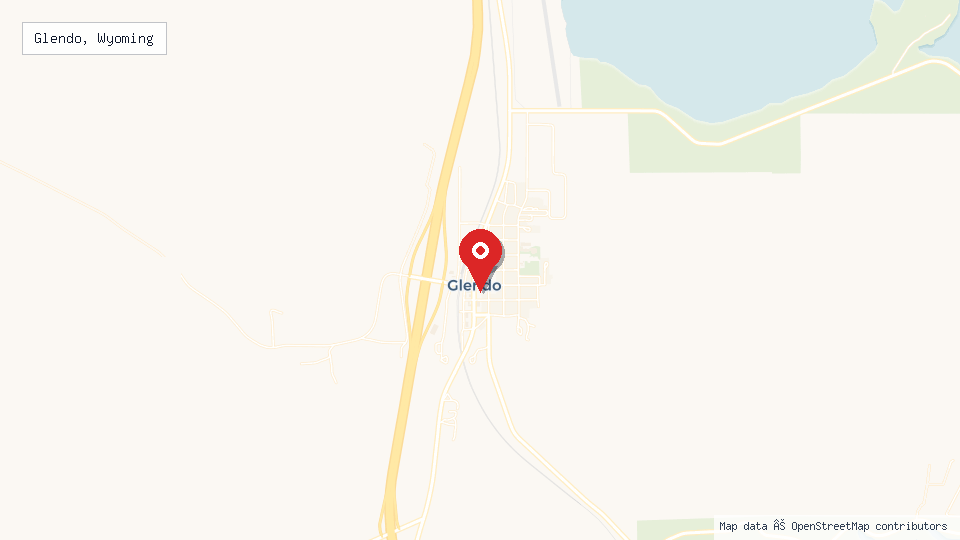 Street map of Glendo, Wyoming with location pin