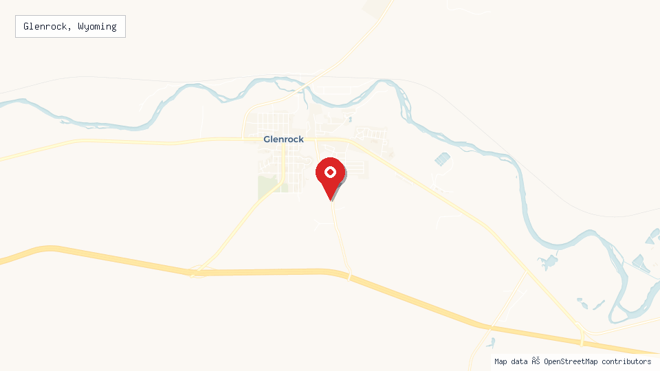 Street map of Glenrock, Wyoming with location pin
