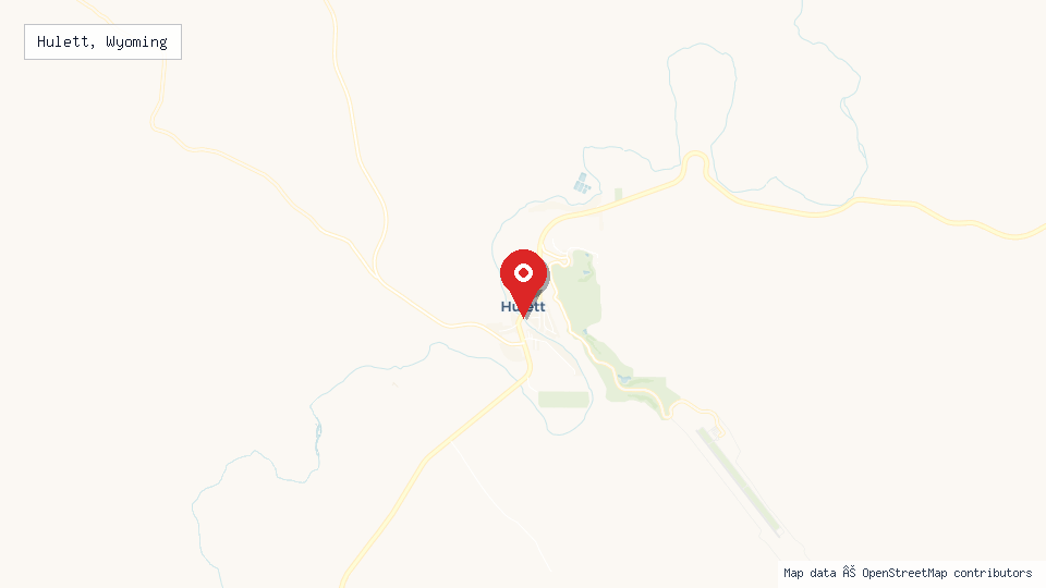 Street map of Hulett, Wyoming with location pin