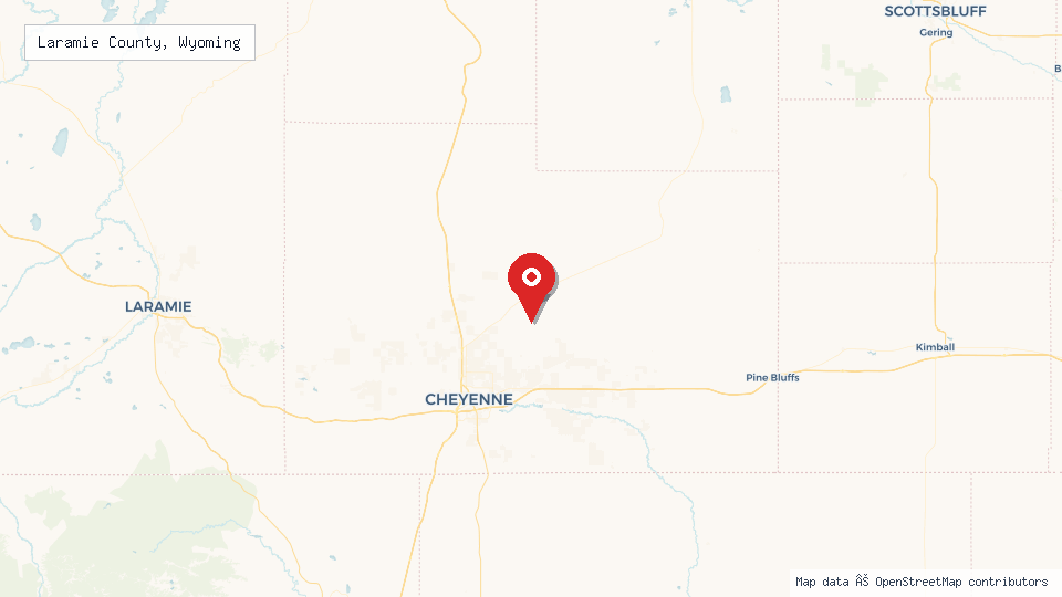 Street map of Laramie County, Wyoming with location pin