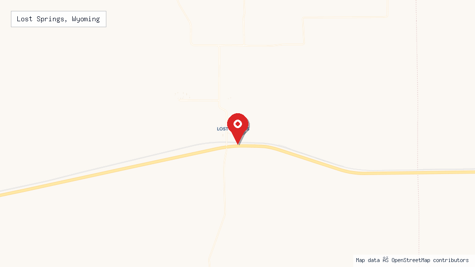 Street map of Lost Springs, Wyoming with location pin