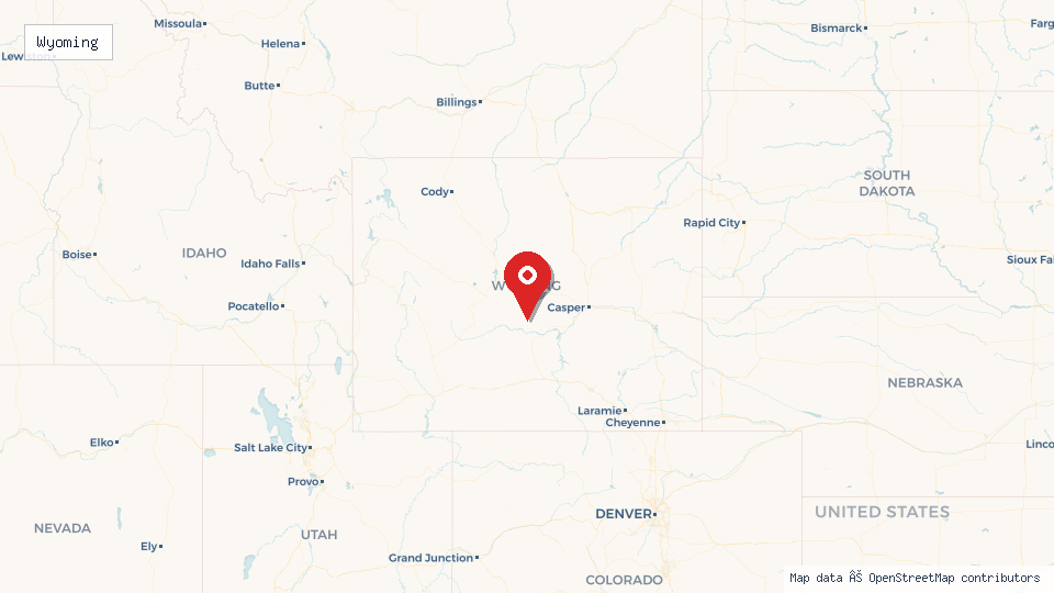 Street map of Wyoming with location pin