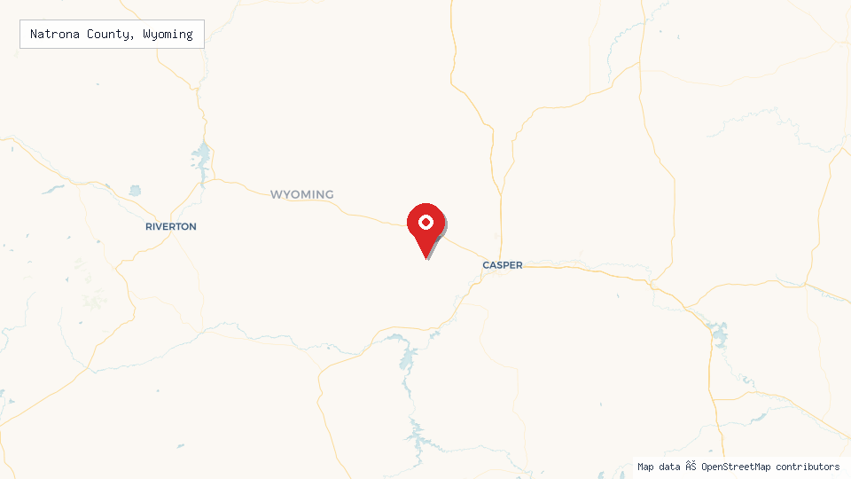 Street map of Natrona County, Wyoming with location pin