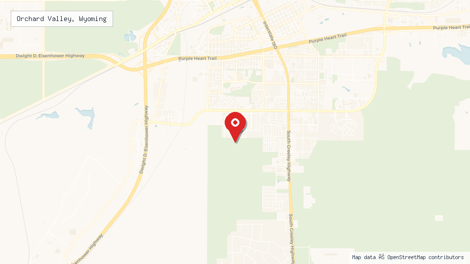 Street map of Orchard Valley, Wyoming with location pin