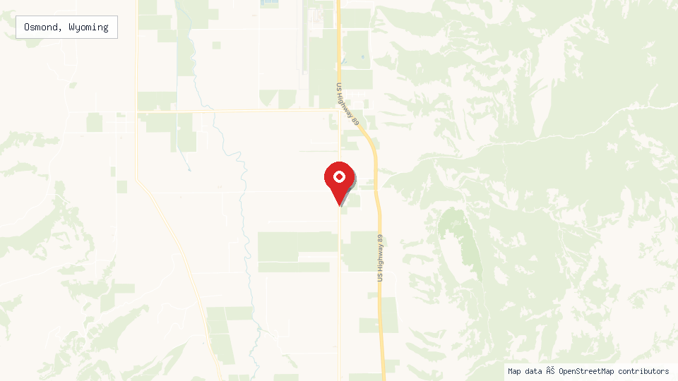 Street map of Osmond, Wyoming with location pin