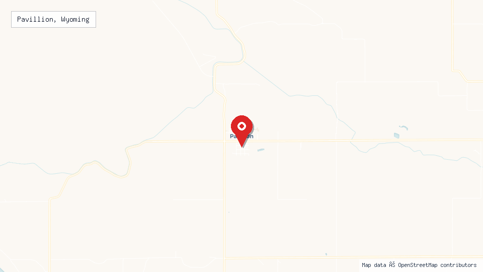Street map of Pavillion, Wyoming with location pin
