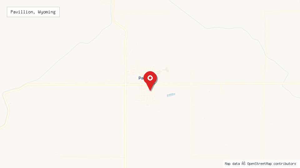 Street map of Pavillion, Wyoming with location pin