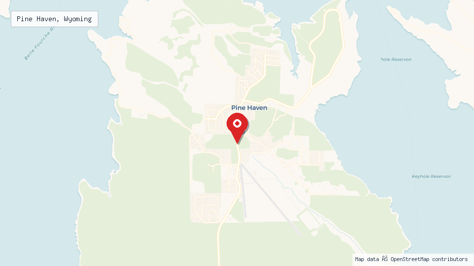 Street map of Pine Haven, Wyoming with location pin