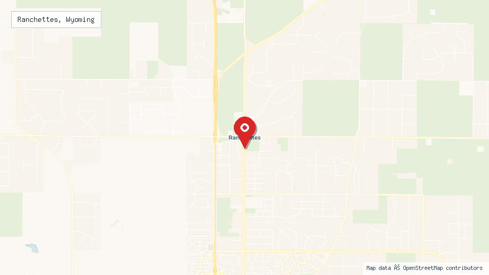 Street map of Ranchettes, Wyoming with location pin