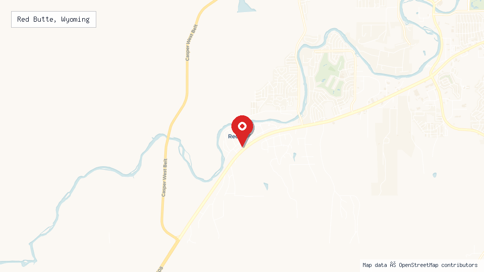 Street map of Red Butte, Wyoming with location pin
