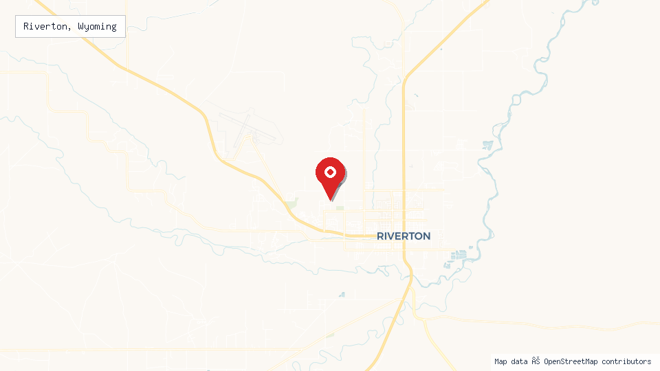 Street map of Riverton, Wyoming with location pin