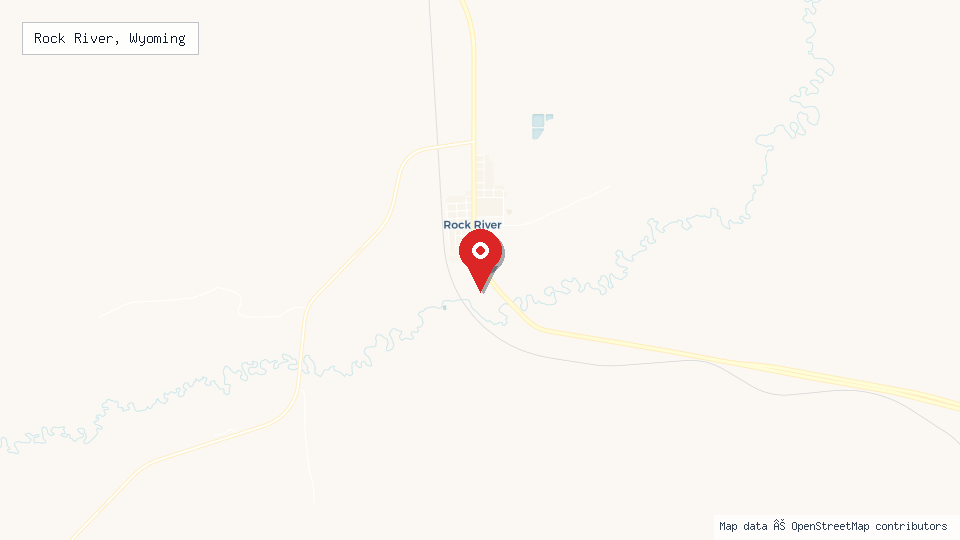 Street map of Rock River, Wyoming with location pin