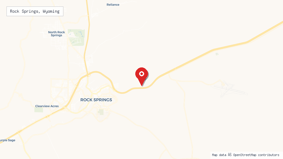 Street map of Rock Springs, Wyoming with location pin