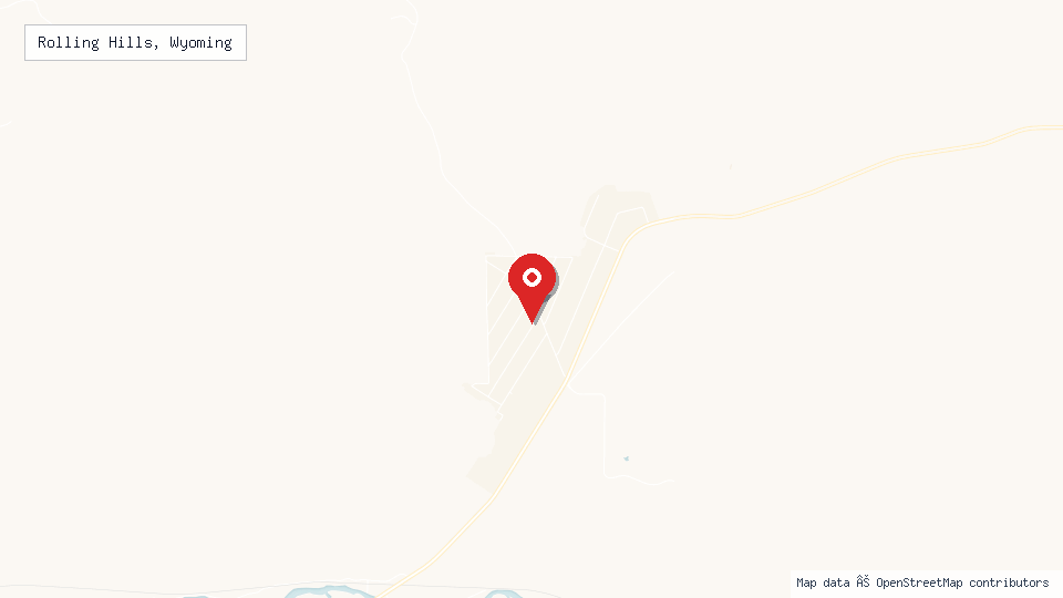 Street map of Rolling Hills, Wyoming with location pin