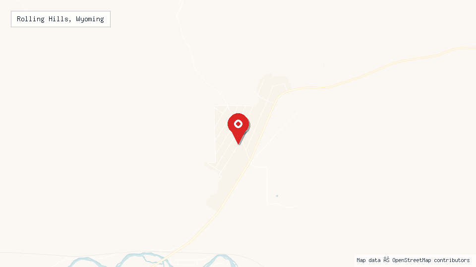 Street map of Rolling Hills, Wyoming with location pin