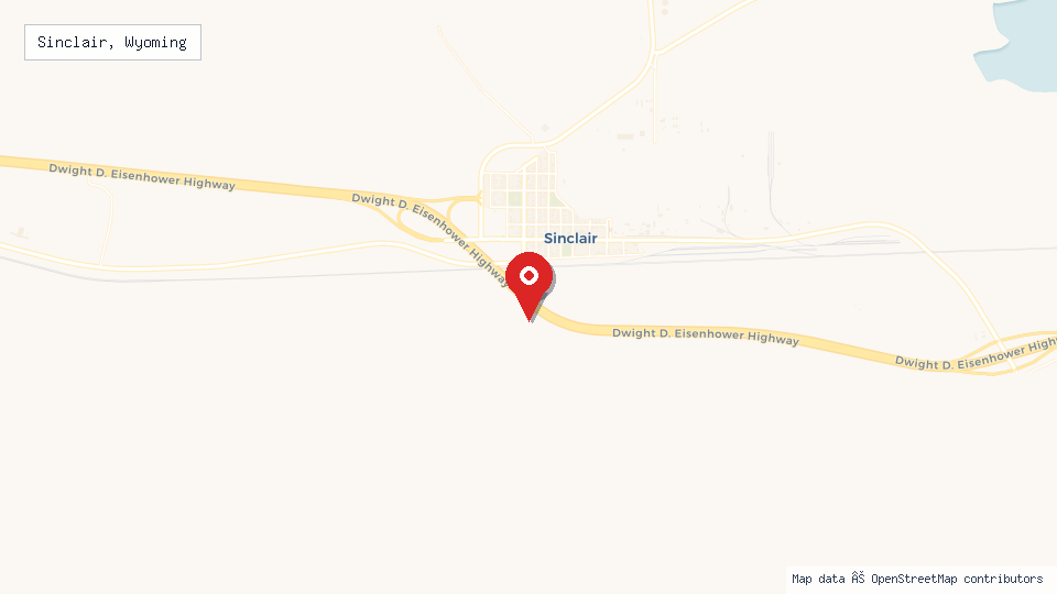 Street map of Sinclair, Wyoming with location pin