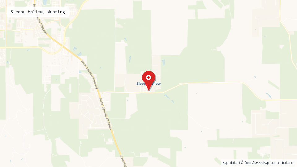 Street map of Sleepy Hollow, Wyoming with location pin