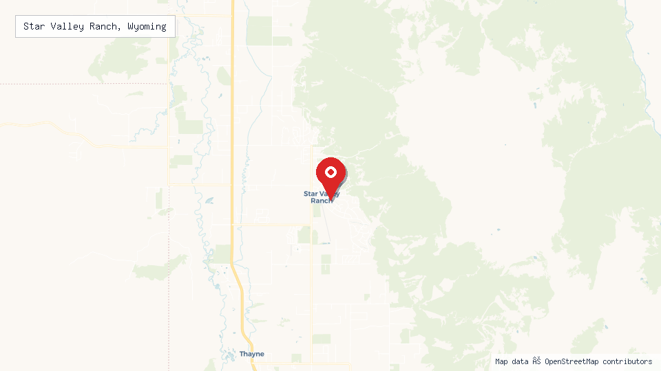 Street map of Star Valley Ranch, Wyoming with location pin