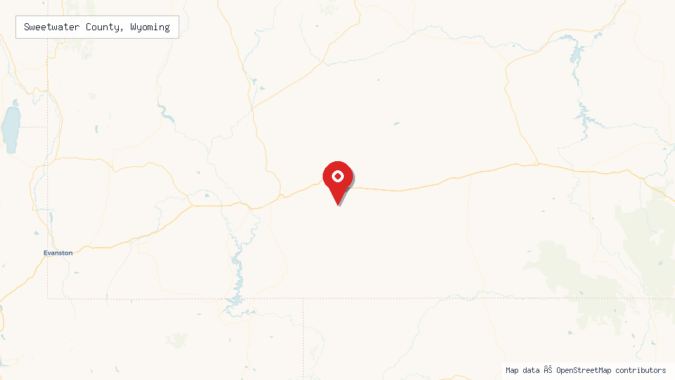Street map of Sweetwater County, Wyoming with location pin
