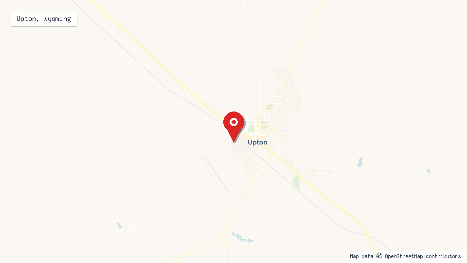 Street map of Upton, Wyoming with location pin
