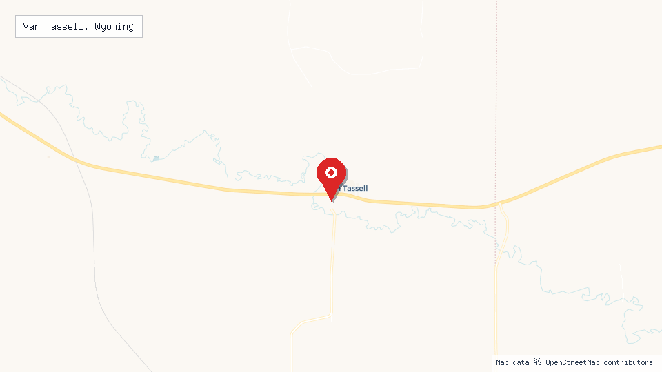 Street map of Van Tassell, Wyoming with location pin